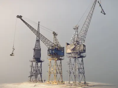 Crane STOTHERT-PITT with three liveries Low-poly 3D model