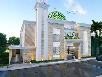 3D design at sketch up Modelling Elegant Modern Mosque  3D model