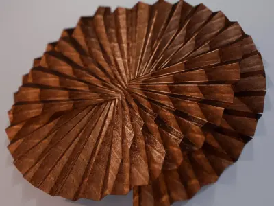 Folded Metal Wall Sculpture Abstract Luxury 3D Wall Art Copper Low-poly 3D model
