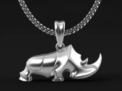 Rhinoceros pendant charms - one inch pendant 3D print model
