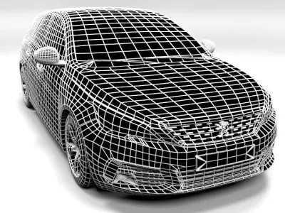 PEUGEOT 308 SW 2015 LOWPOLY Low-poly 3D model