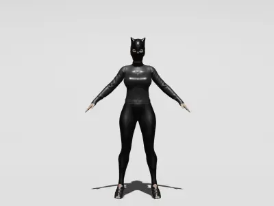 Stylized Female 3D Masked Character Low-poly 3D model
