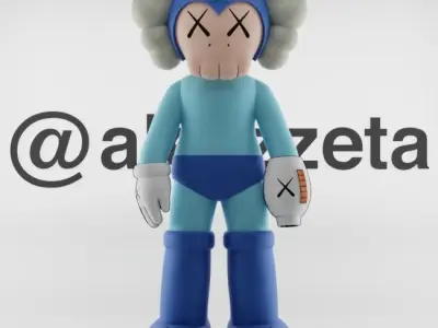 Kaws Astroboy x Megaman Textured Low-poly 3D model