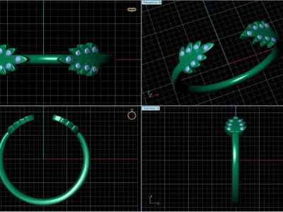 Diamond Leaves Wedding Ring 3D print model