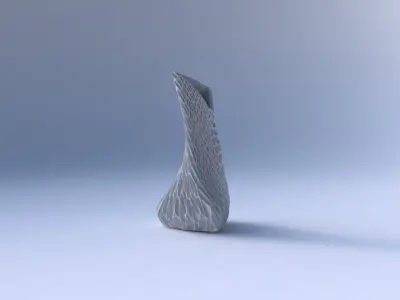 Vase twist puffy tappered triangle with wavy grid piramides 3D print model
