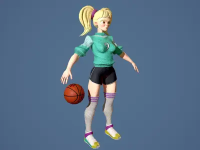 Basket girl Low-poly 3D model purchase