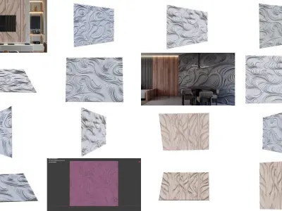 20 modern panel wall decor set wall relief mural CNC  Pack 01 3D Model Collection