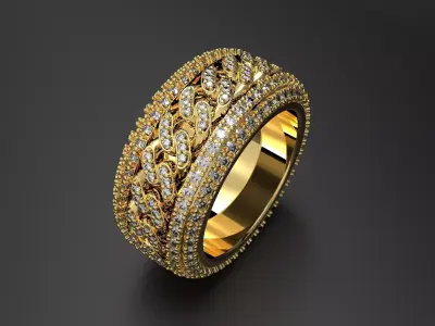 Luxury Cuban Spinner Ring  Fully Paved  Size 8 US 3D print model