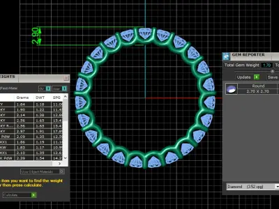 U Shaped Eternity Ring 2 point 7 mm stone size swiss 13 and EU53 3D print model