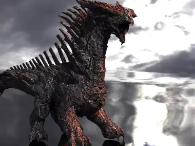 Cyborg Lizard dragon With Cyborg Tiled Textures 3D model