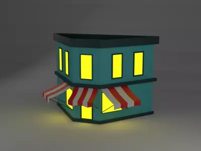 LowPolyCornerShopCafeStylizedGameReadyAsset Low-poly 3D model