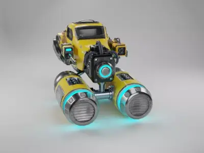 Sci-fi flying car Low-poly 3D model