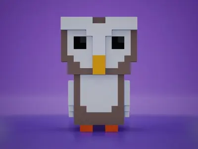 Voxel - Owl Low-poly 3D model