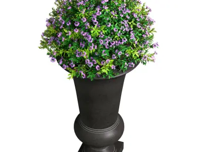 Flowers  in modern Urn Planter ArtDeco style Patio Plant Porch  3D model