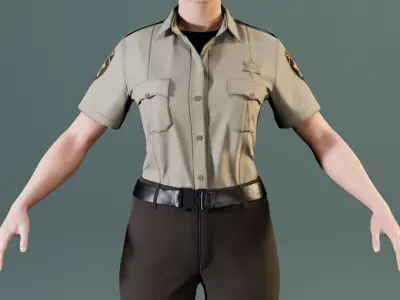 Sheriff Uniform For MetaHuman - Game Ready Clothing - Rigged Low-poly 3D model
