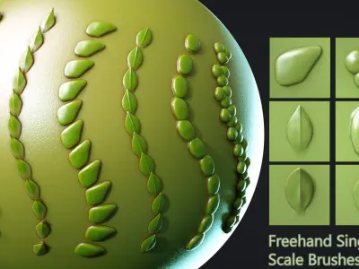 Zbrush - Snakeskin - 21 VDM Brushes 3D model