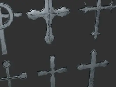 Cross Christianity Symbols Old Iron Low-poly 3D model