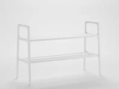 Mid-century modern bench shoe storage Low-poly 3D model