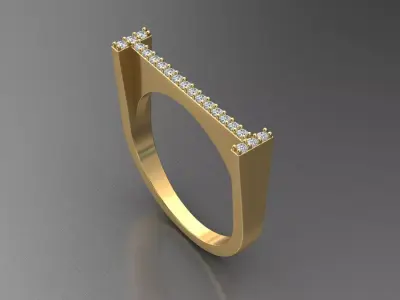 alphabet jewelry ring diamond letter I 3D print model