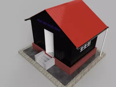Tin Roof House With Steel Structure Low-poly 3D model