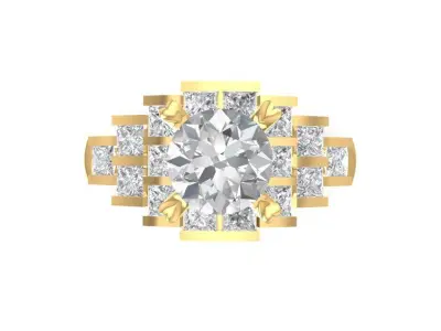 Luxury Round Diamond Engagement Ring for Women  1124 3D print model