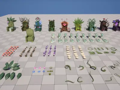 NATURE DRUIDIC THRONE STARTER PACK Free low-poly 3D model