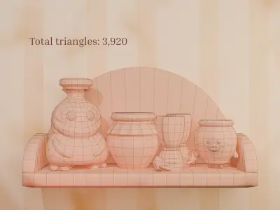 Kitchen Shelf Low-poly 3D model