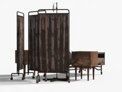  Abandoned Hospital Room Low-poly 3D model