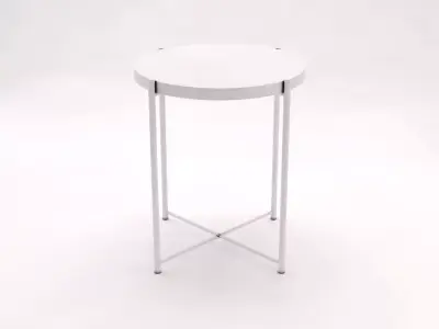 SIDE TABLE--- Iron round tray and crossed rods 3D model