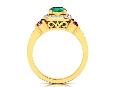 Green Stone Women Solitaire Ring 3dm stl Render Detail 3D print model