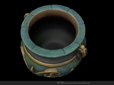 Stylized Ancient Cauldron 3D Model - AI Low-poly 3D model