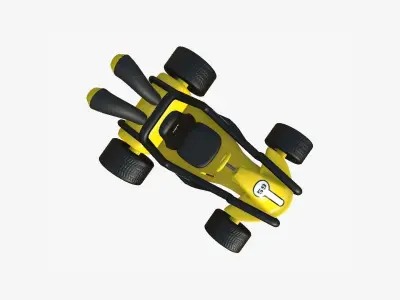 Cartoon Kart G06 Yellow - Vehicle Racing Design Low-poly 3D model