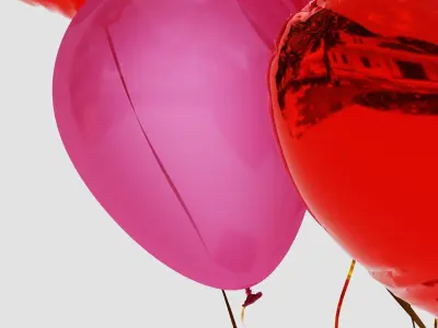 Valentines gift box with balloons 3D model