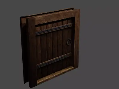 Renassaince wooden door Low-poly 3D model