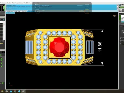 Luxury Square Men Ring With Red Center Gemstone 3833 3D print model