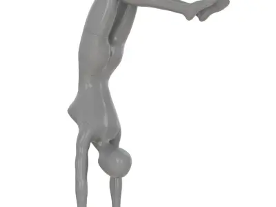 Female gray mannequin stands on hands 88 3D model