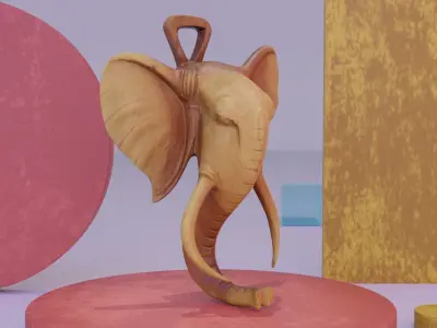 Elephant head wall decor Low-poly 3D model