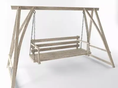 Multiple Seats Wooden Swing 1 3D model