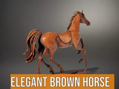 Elegant Brown Horse model pack Low-poly 3D model