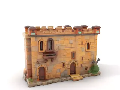 Medieval Stone Fortress model pack Low-poly 3D model