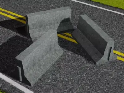 Concrete Road Block Sample  Free low-poly 3D model