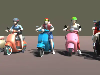 Scootie  Riders Animations  Low-poly 3D model