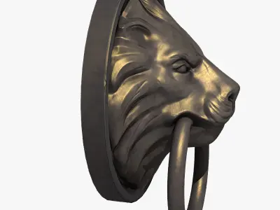 Lion Head Door Knocker Low-poly 3D model