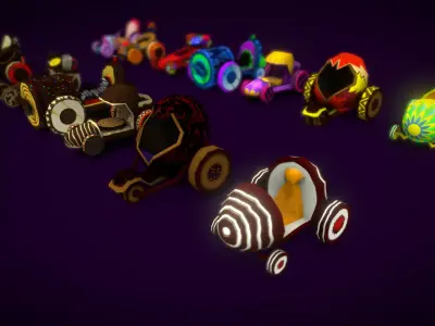 Cartoon sweet car Low-poly 3D model