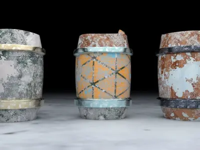  Snow Barrel Low-poly 3D model