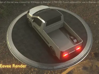 City Car 78 Utility Vehicles Van Pickup 1500 Type-D Silver Low-poly 3D model