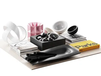 Living decor set accessories for the coffee table Parks Book 00 3D model