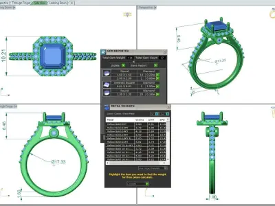 Luxury Engagement Diamond ring ascher 3D print model
