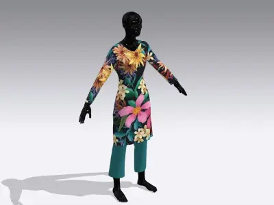 Female Cloth Dress Low-poly 3D model 3