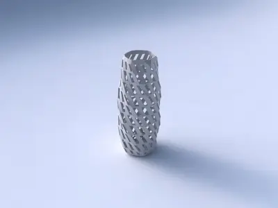 Vase twisted hexagon with checker grid lattice 3D print model